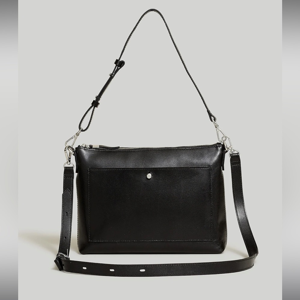 The Transport Shoulder Crossbody Bag in True Black Box Leather